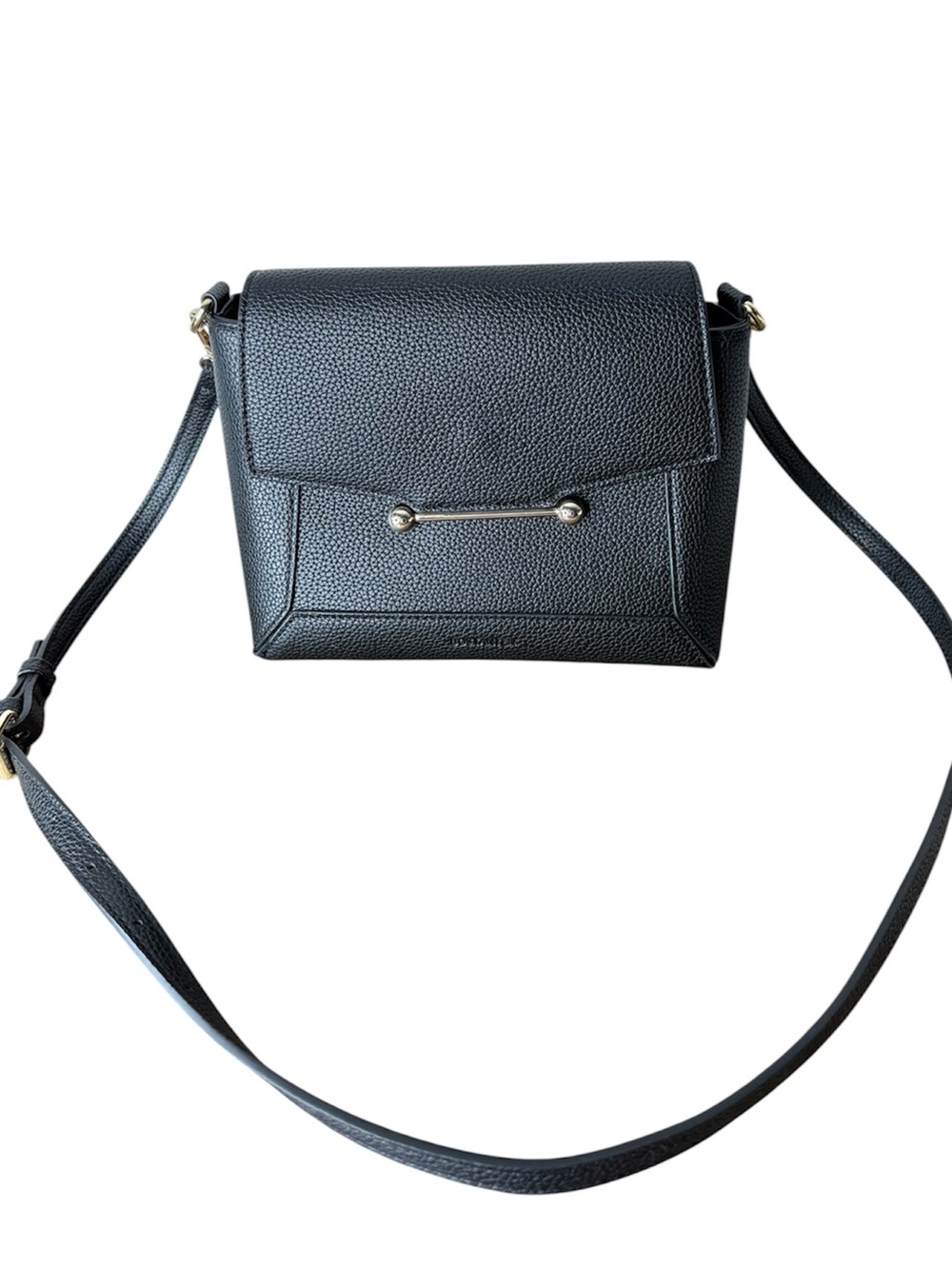 BOSTANTEN New Black Pebbled Faux Leather Crossbody Bag Gold Toned Hardware Snap